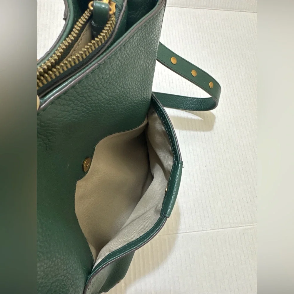 American Leather & Co Green Crossbody Bag Genuine Leather Excellent Condition - Picture 14 of 15